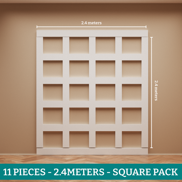 25mm Square Strips Wall Panel Kit-MR Mouldings Ltd