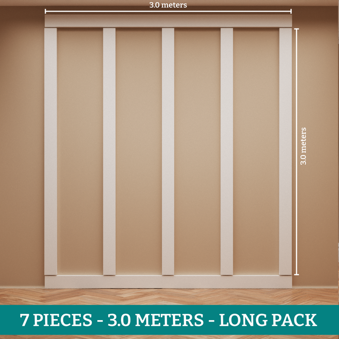 25mm Square Strips Wall Panel Kit-MR Mouldings Ltd