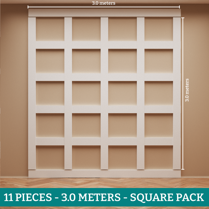 25mm Square Strips Wall Panel Kit-MR Mouldings Ltd