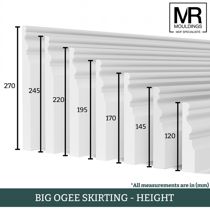 Big Ogee MDF Flexible Skirting Board-MR Mouldings Ltd