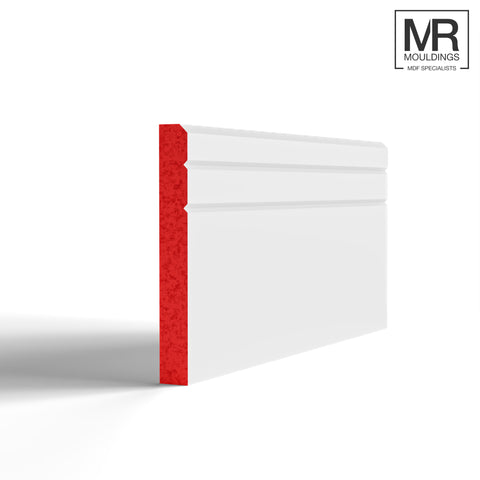Splayed Double V Groove Fire Rated MDF Skirting Board-MR Mouldings Ltd