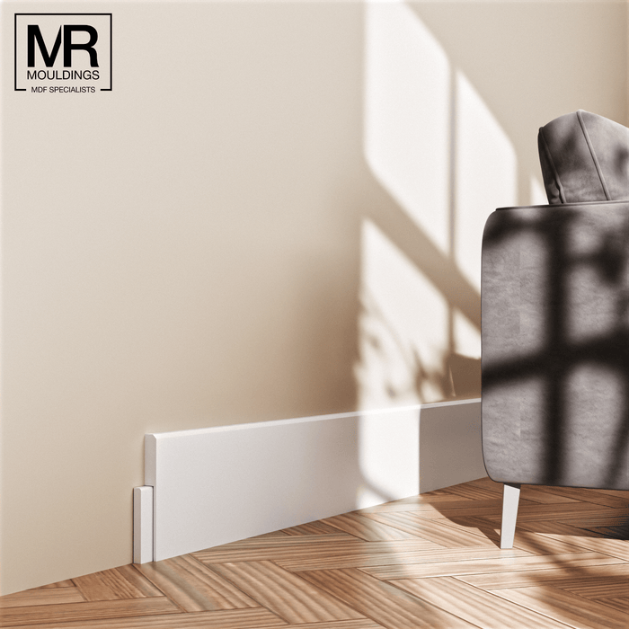 Splayed MDF Skirting Cover Board-MR Mouldings Ltd