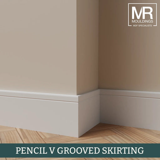 Pencil Round V Groove Fire Rated MDF Skirting Board-MR Mouldings Ltd