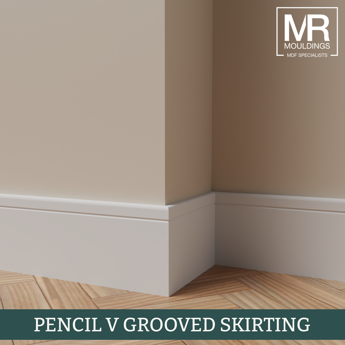 Pencil Round V Groove MDF Flexible Skirting Board-MR Mouldings Ltd