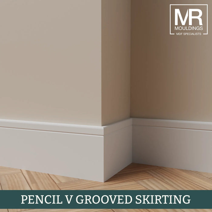 Pencil Round V Groove Fire Rated MDF Skirting Board-MR Mouldings Ltd