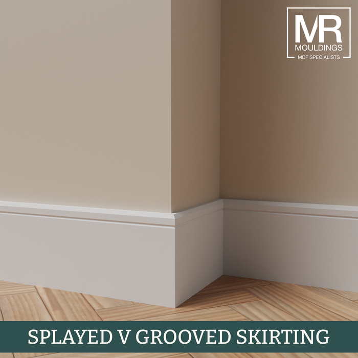 Splayed V Groove MDF Flexible Skirting Board-MR Mouldings Ltd