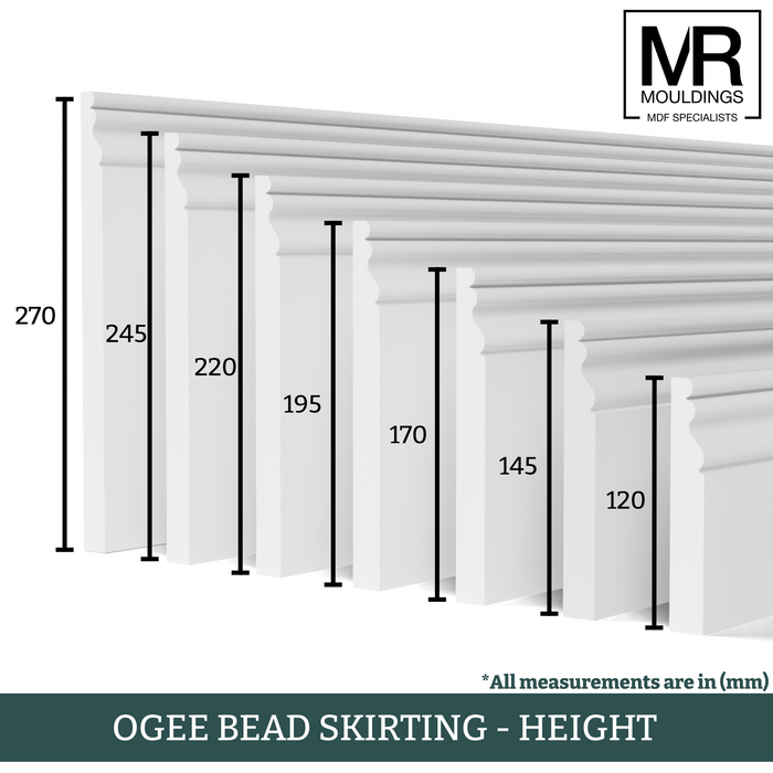 Ogee Bead MDF Flexible Skirting Board-MR Mouldings Ltd