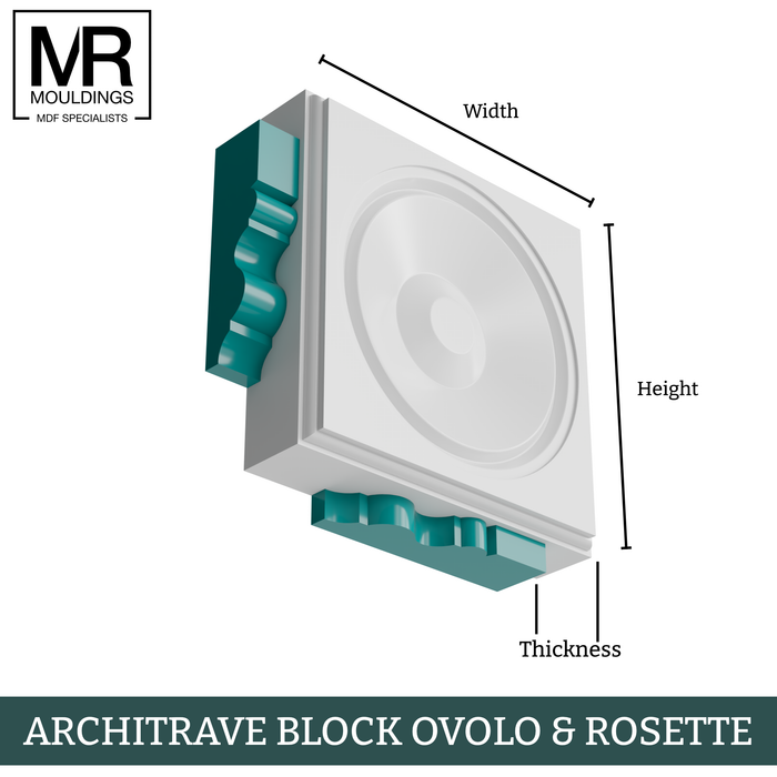 Ovolo Rosette MDF Architrave Block-MR Mouldings Ltd