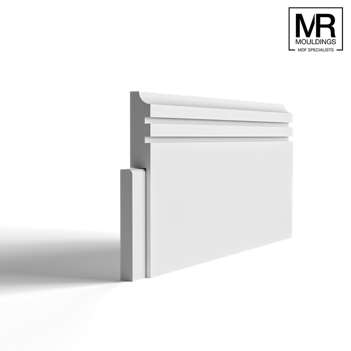 Scallop and 2x Groove MDF Skirting Cover Board-MR Mouldings Ltd