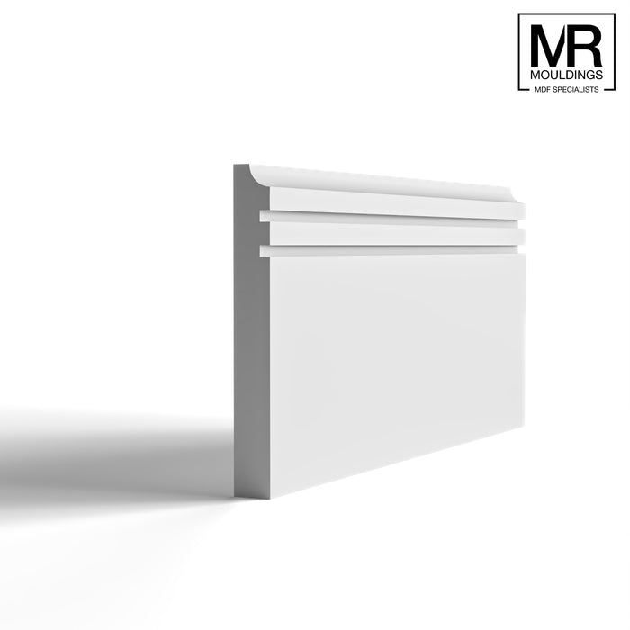 Scallop and 2x Groove MDF Skirting Board-MR Mouldings Ltd