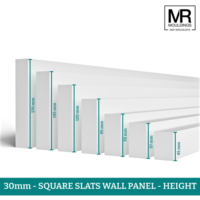 30mm Square Strips Wall Panel Kit-MR Mouldings Ltd