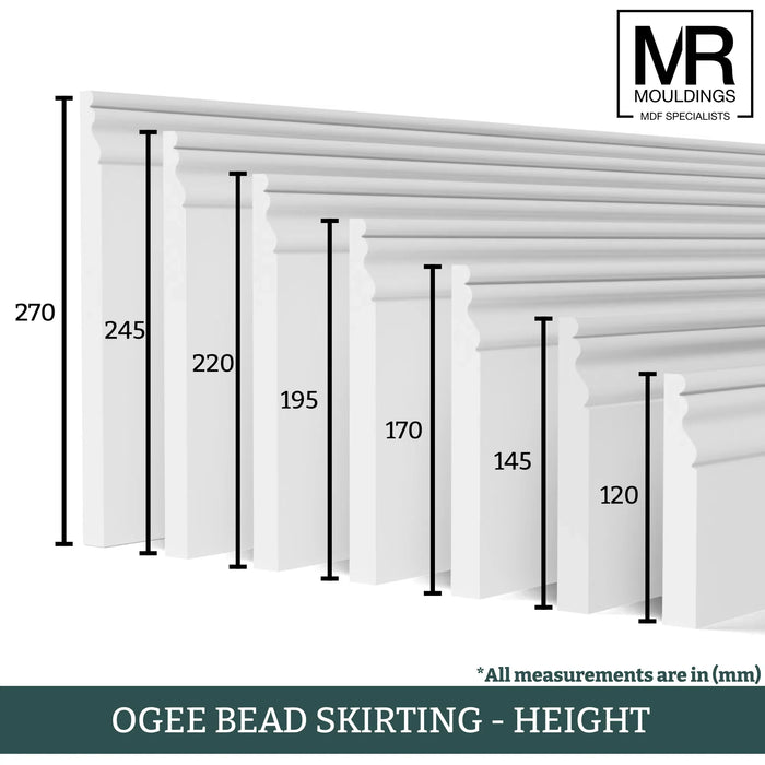 Ogee Bead Fire Rated MDF Skirting Board-MR Mouldings Ltd