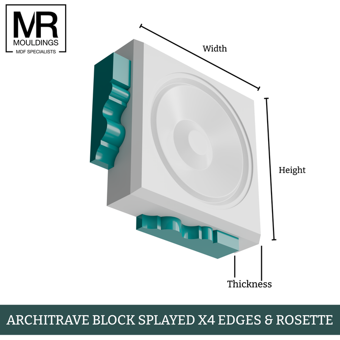 Splayed Rosette MDF Architrave Block-MR Mouldings Ltd