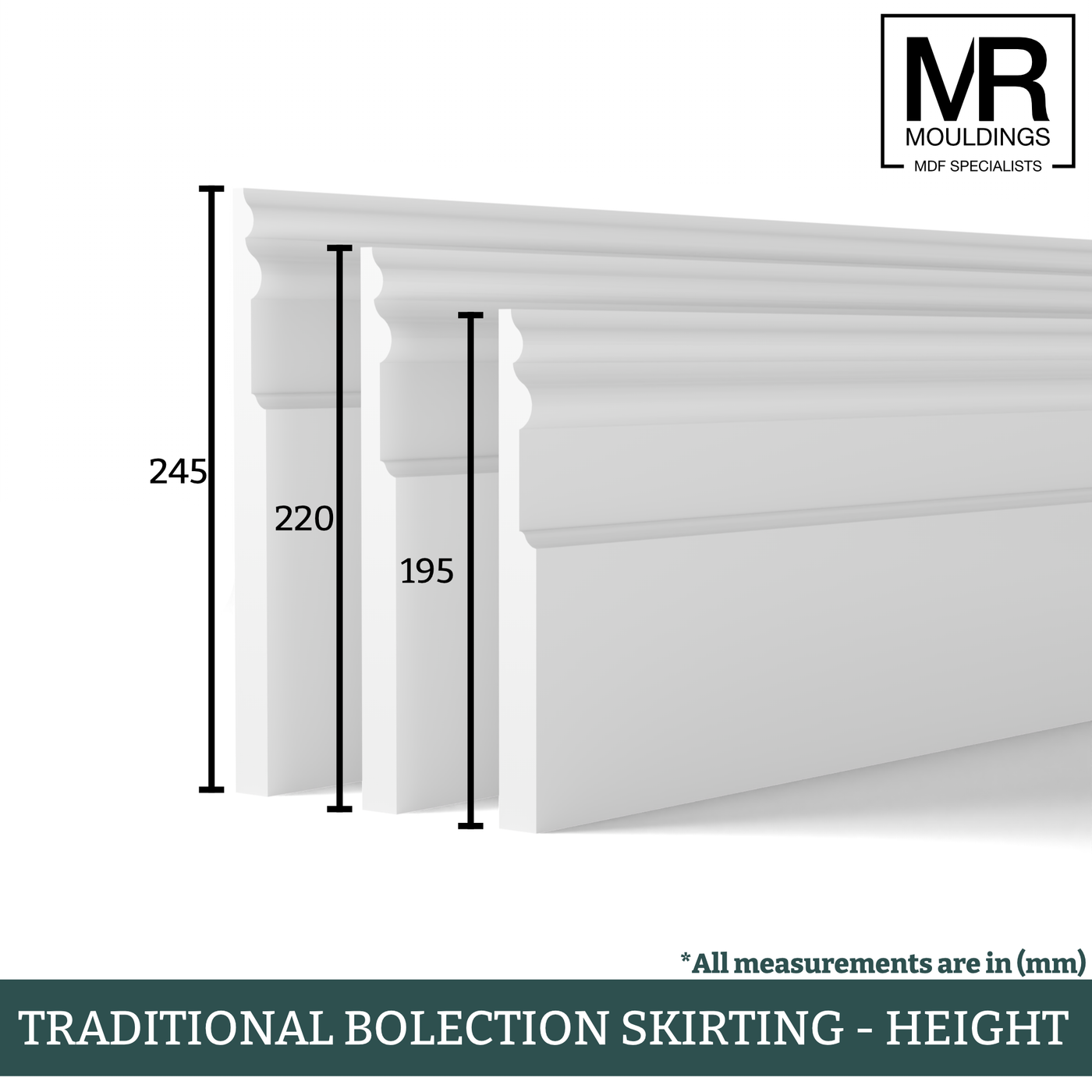 Traditional Bolection MDF Flexible Skirting Board