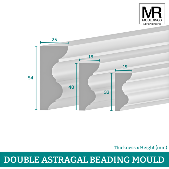 Double Astragal MDF Beading Moulding-MR Mouldings Ltd
