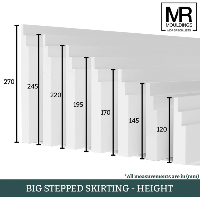 Big Stepped MDF Skirting Board-MR Mouldings Ltd