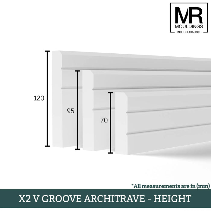 Splayed Double V Groove MDF Architrave-MR Mouldings Ltd