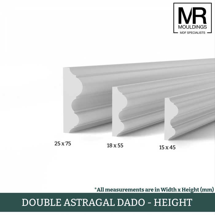 Double Astragal MDF Dado Rail-MR Mouldings Ltd
