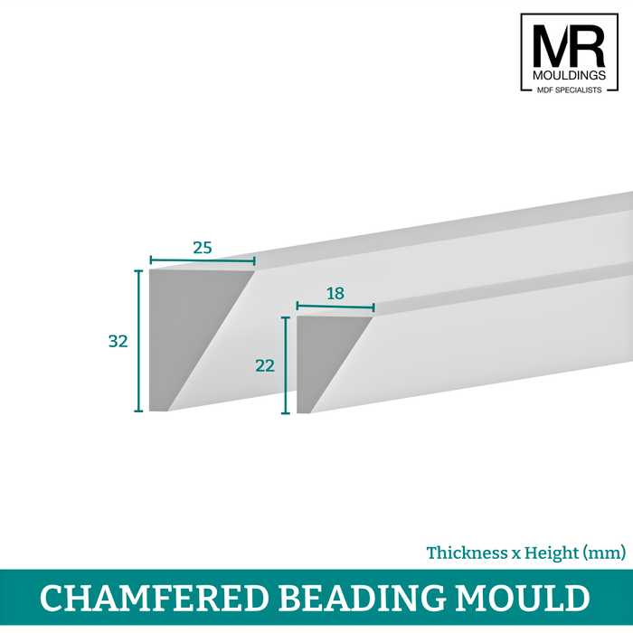 Chamfered MDF Beading Moulding-MR Mouldings Ltd