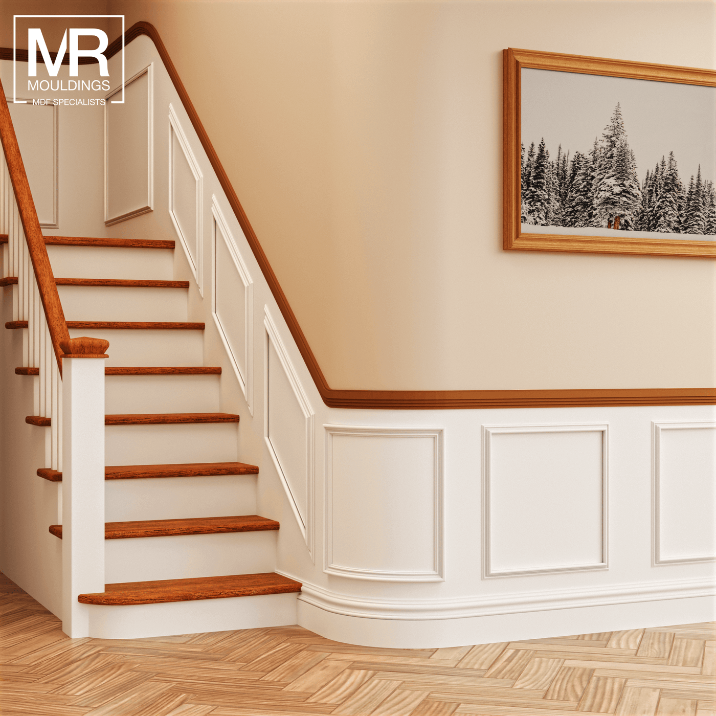 Baseboard Molding Step Stepped Flexible MDF Dado Mould | Modern, Curved Moulding for Interiors