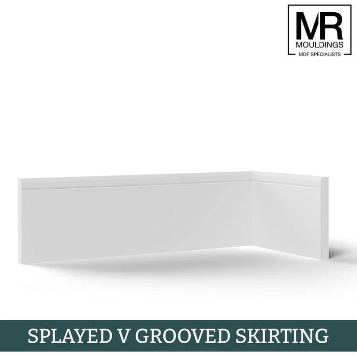 Splayed V Groove MDF Skirting Board-MR Mouldings Ltd