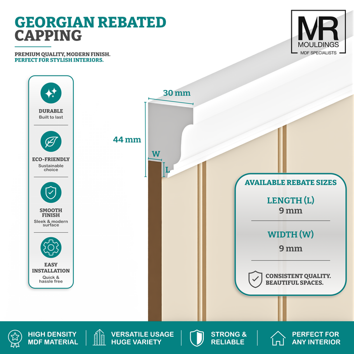 Georgian MDF Rebated Dado Trim-MR Mouldings Ltd