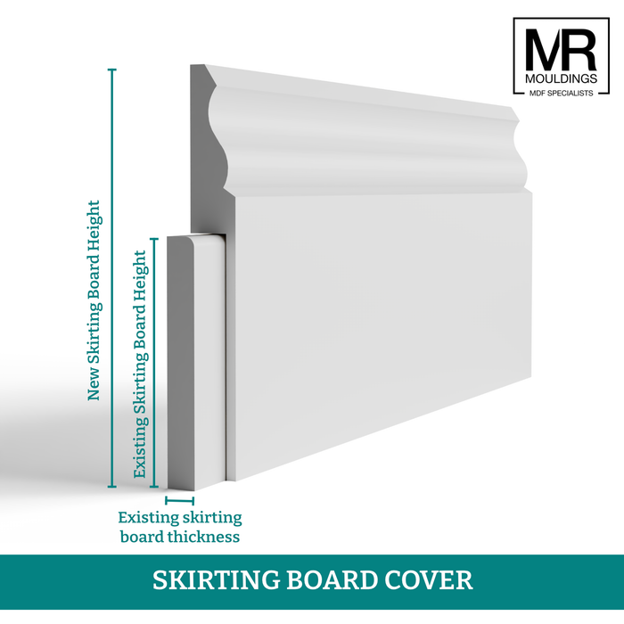 Stepped 2 MDF Skirting Cover Board-MR Mouldings Ltd