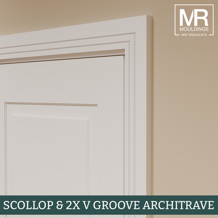 Scallop and 2x V Groove MDF Architrave-MR Mouldings Ltd
