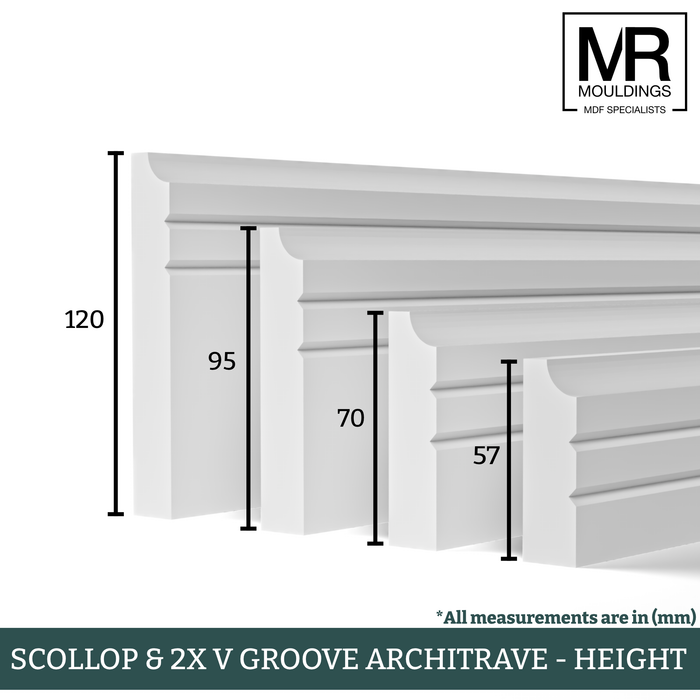Scallop and 2x V Groove MDF Architrave-MR Mouldings Ltd
