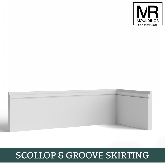 Scallop and Groove MDF Skirting Board-MR Mouldings Ltd