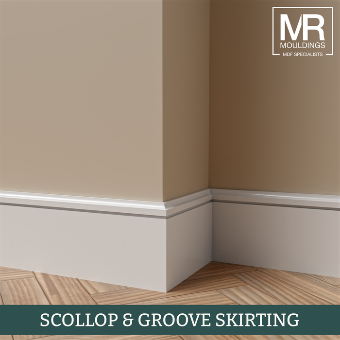 Scallop and Groove MDF Skirting Board-MR Mouldings Ltd