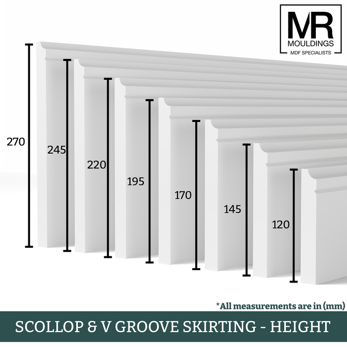 Scallop and V Groove MDF Skirting Board-MR Mouldings Ltd