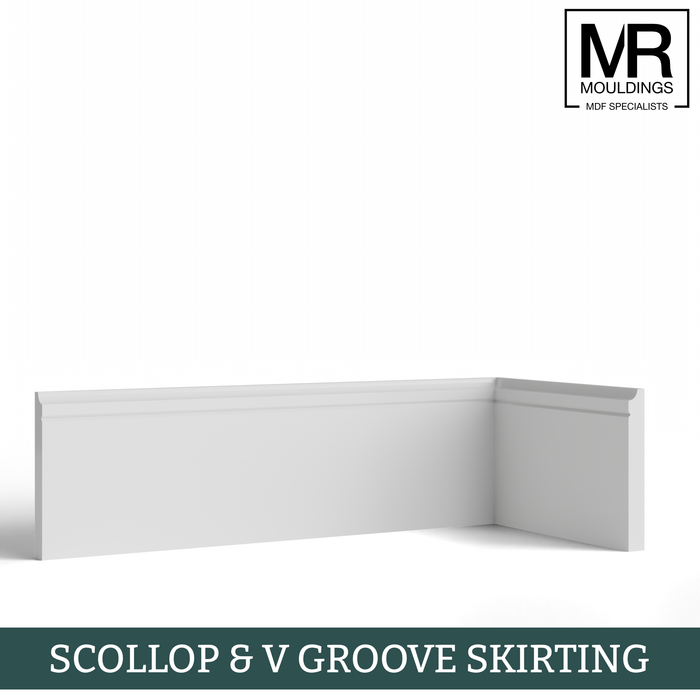 Scallop and V Groove MDF Skirting Board-MR Mouldings Ltd