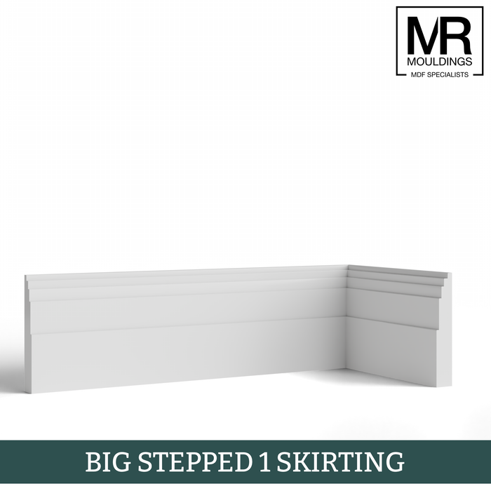 Big Stepped 1 MDF Skirting Board-MR Mouldings Ltd