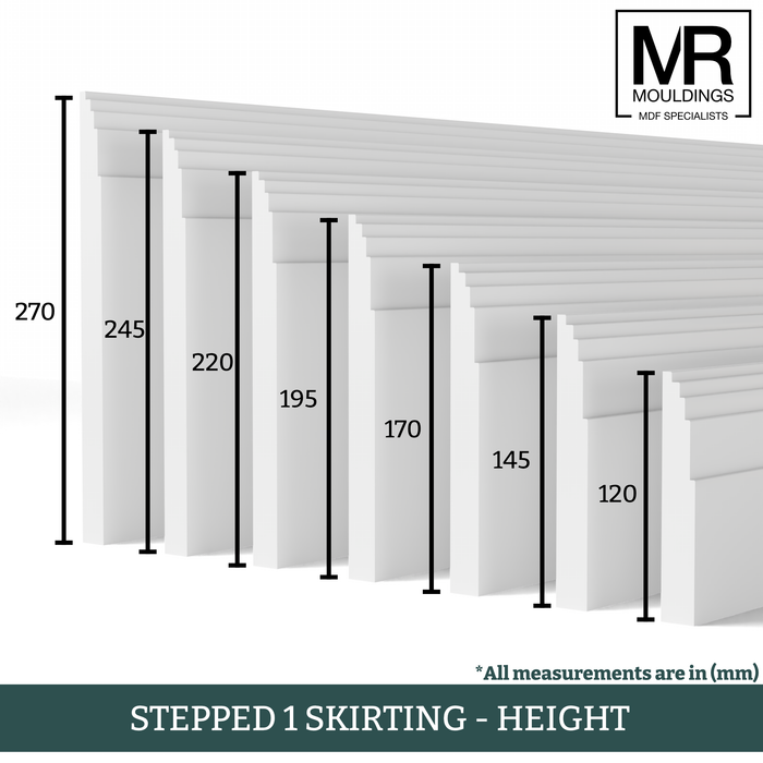 Stepped 1 MDF Skirting Board-MR Mouldings Ltd