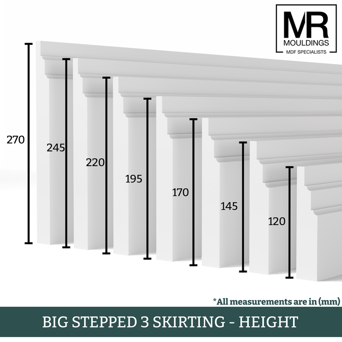 Big Stepped 3 MDF Skirting Board-MR Mouldings Ltd