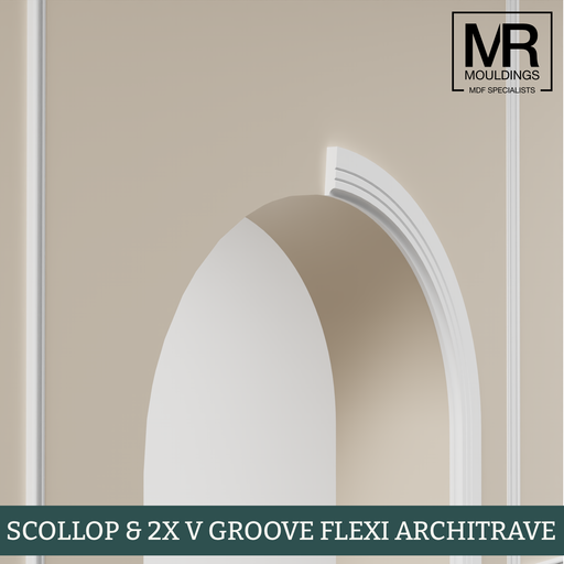 Scallop and 2x V Groove Flexible MDF Architrave Board-MR Mouldings Ltd