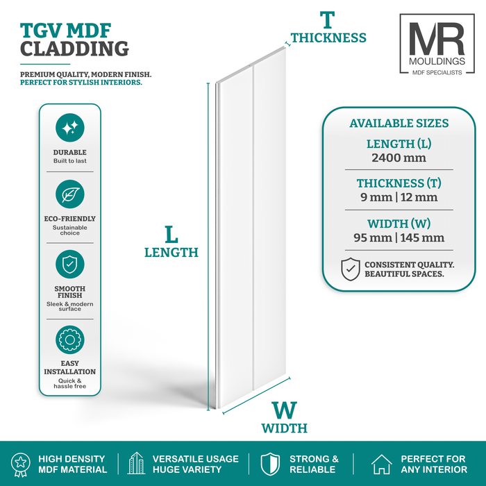 Butt and Bead MDF Cladding (PACKS)-MR Mouldings Ltd