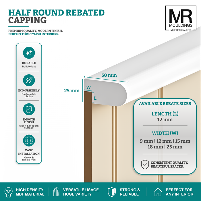 Bullnosed MDF Rebated Dado Trim-MR Mouldings Ltd
