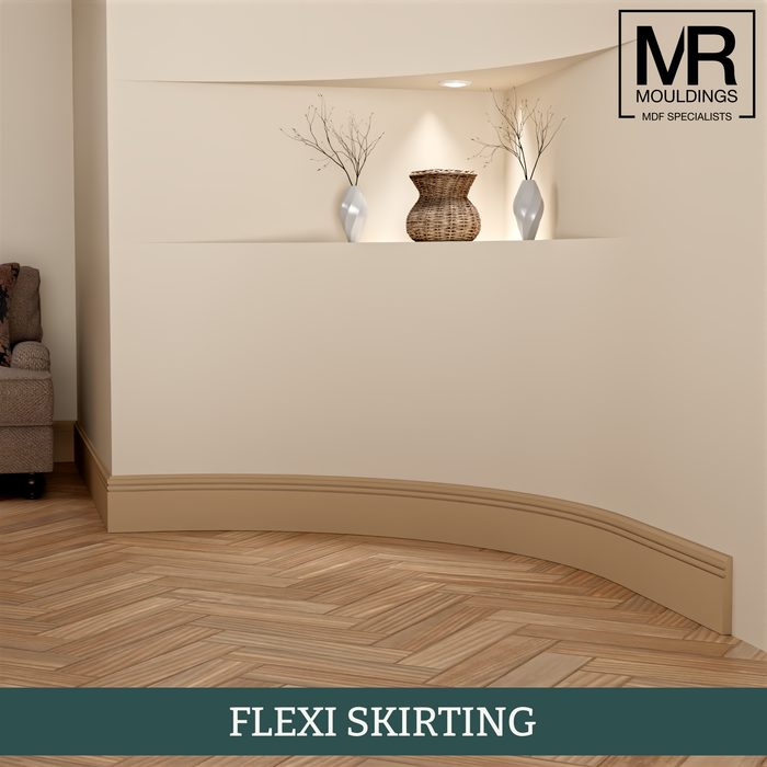 Scallop and 2x Groove MDF Flexible Skirting Board-MR Mouldings Ltd