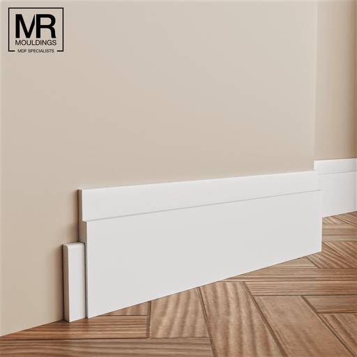 Stepped 2 MDF Skirting Cover Board-MR Mouldings Ltd