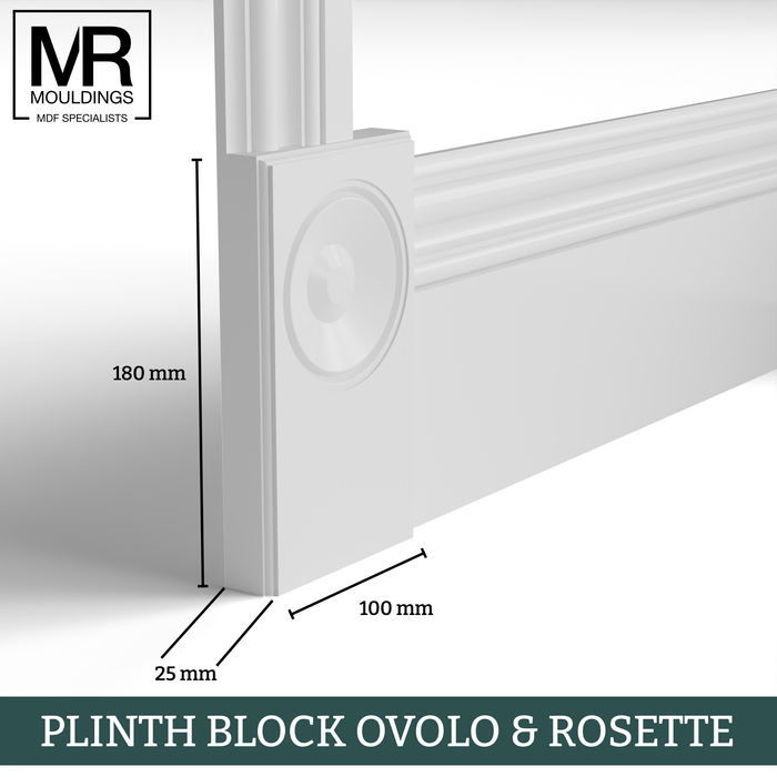 Ovolo Rosette MDF Plinth Block-MR Mouldings Ltd