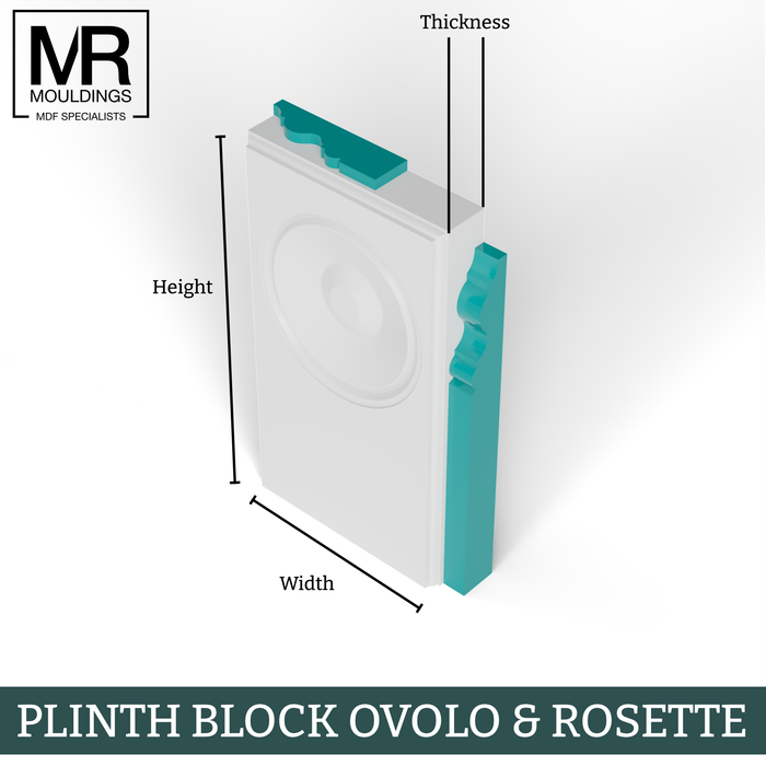 Ovolo Rosette MDF Plinth Block-MR Mouldings Ltd